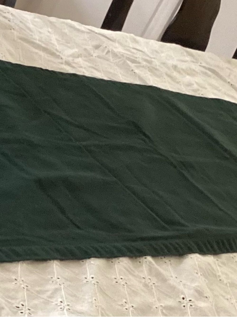 Crate&Barrel Spruce Green Organic Cotton Runner